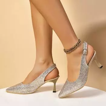 модные босоножки женские 2024 роскошные женские летние модные заостренные кожаные блестящие каблуки босоножки для выпускного вечера 35 золотой