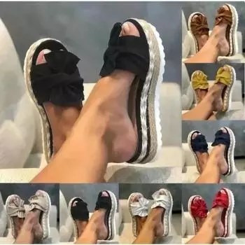 модные босоножки женские босоножки на каблуках с танкеткой туфли для женщин босоножки на платформе летние тапочки Sandalias Mujer элегантная летняя обувь 36 чёрный