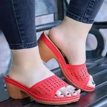 модные босоножки женские летние 2024 элегантные туфли на каблуках летние туфли для женщин тапочки на каблуке Zapatos Mujer слипоны женская обувь для вечеринок 35 чёрный