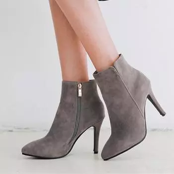 Модные ботильоны для женщин 2024 Весна Осень Повседневные короткие ботильоны Женские туфли для вечеринок Красные Серые Черные Каблуки Большие размеры 34 чёрный