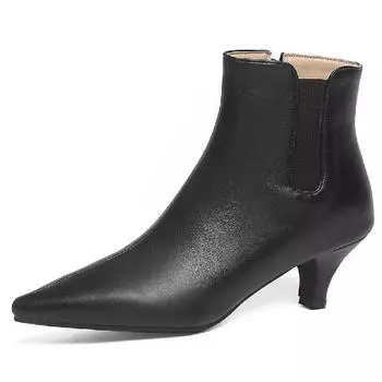 Модные ботильоны для женщин, элегантные короткие сапоги с острым носком, женские туфли на низком каблуке, осенне-зимняя обувь, черные, бежевые, туфли для вечеринок, большой размер 34 бежевый