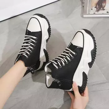 Модные ботильоны на плоской подошве со шнуровкой, современные, до щиколотки, весна/осень 2024 г., высококачественные женские туфли с круглым носком и средним каблуком, женские ботинки с перекрестными шнурками 35 чёрный