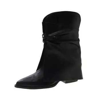 Модные ботильоны с острым носком, женские удобные, мягкие, кожаные, из искусственной кожи, современные ботинки для женщин, V-образный вырез, бант, дизайн, Botas Mujer 35
