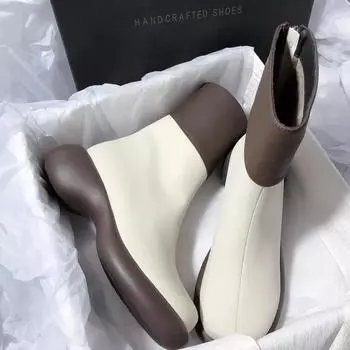 Модные ботильоны смешанного цвета для женщин, осенне-зимние, на толстом каблуке, женские ботильоны из искусственной кожи, длинные, Botas Mujer 202 35 чёрный