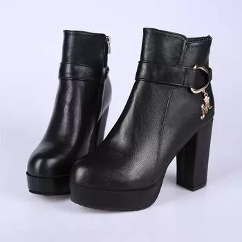 Модные ботильоны женские водонепроницаемые осенне-зимние женские ботильоны на платформе черные белые розовые туфли на каблуке для вечеринок женские 34