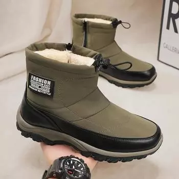 Модные ботильоны Зимние теплые зимние ботинки с круглым носком Повседневные кроссовки Мокасины из парусиновой ткани Спортивная и досуговая мужская обувь Спортивная мода 39