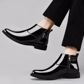 Модные ботинки «Челси» в британском стиле, мужские туфли, деловые, формальные, ботильоны, модные тенденции, высококачественные туфли на плоской подошве, мужская прогулочная обувь 37 чёрный