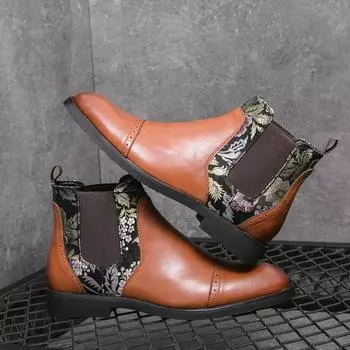 Модные ботинки челси в стиле панк, новые трендовые мужские ботинки из натуральной кожи, ботильоны на шнуровке, элегантные туфли-броги 38 чёрный