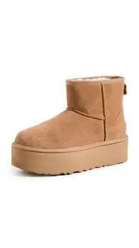 Модные ботинки Classic Mini Platform каштановые [UGG] каштановый