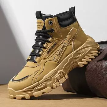 Модные ботинки для мужчин, кроссовки на платформе, классическая обувь в британском стиле, мужские уличные кроссовки для активного отдыха, высокие кроссовки в стиле панк 39 чёрный