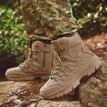 Модные ботинки для мужчин, походная обувь, размер 39-46, весенние боевые тактические нескользящие, буферные, шокирующие, осенние, устойчивые, нескользящие, бежевые, 46 39 зелёный