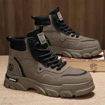 Модные ботинки мужские уличные высокие кроссовки мужские ботильоны мотоциклетные ботинки для мужчин классические кроссовки на платформе мужские 39 бежевый