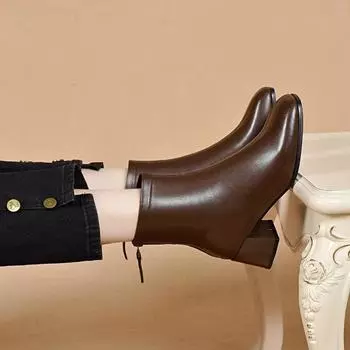 Модные ботинки Прямые ботинки Кожаные ботинки 34 чёрный