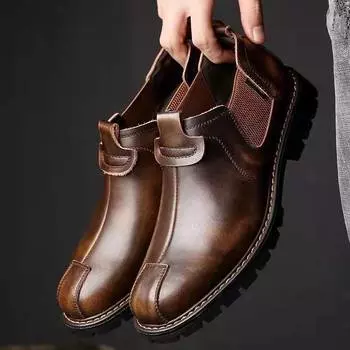 Модные ботинки Zapatos Para Hombres Bota Masculina Botas Para Hombre Botine Мужские ботинки Мужская кожаная повседневная обувь Мягкая обувь «Челси» на платформе в стиле ретро 38