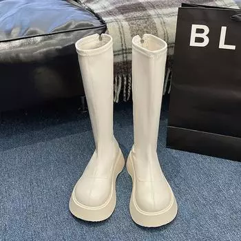 Модные ботинки Женская обувь Длинные ботинки Осень и зима Модные и удобные 2024 Новые ботинки Тонкий стиль Осень 35 чёрный