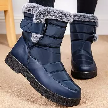 Модные ботинки Женские зимние ботинки на плоской подошве Женские туфли на платформе Женские туфли больших размеров Теплые женские туфли Мягкие зимние ботинки Botas Mujer 36 чёрный