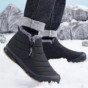 Модные ботинки женские зимние мягкие ботинки женские водонепроницаемые ботинки на платформе женская обувь на молнии удобные плоские ботинки женские зимние ботинки 36 серый