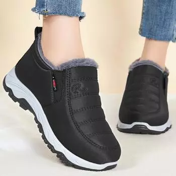 Модные ботинки женские зимние плюшевые женские туфли на платформе слипоны на меху женские ботильоны водонепроницаемые мягкие зимние ботинки женские Botas Mujer 36