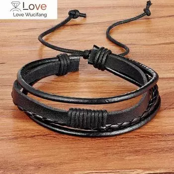 Модные браслеты из кожи с подвесками для мужчин, популярные браслеты для мальчиков, самодельные браслеты из плетеной нити коричневого цвета чёрный