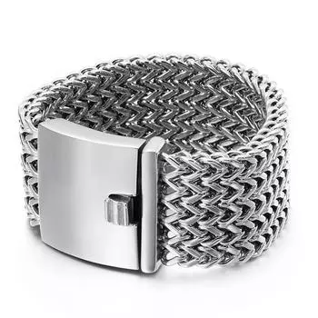 Модные браслеты из нержавеющей стали 316, звенья цепи, полированный сетчатый браслет, мужские оптовые ювелирные аксессуары 19CM серебряный