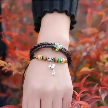 Модные браслеты с подвесками-брелками ручной работы, персонализированные браслеты с кожаными зелеными бусинами и стразами для мужчин, ювелирные изделия 20cm