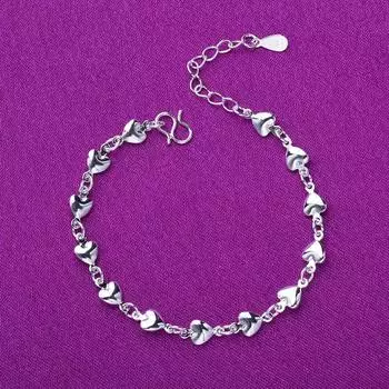 Модные браслеты с подвесками в виде сердца из стерлингового серебра 925 пробы, регулируемые браслеты для женщин, свадебные украшения для вечеринок A183 20cm