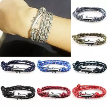 Модные браслеты унисекс с акулами 1 шт. викингов 15 цветов веревка горячая распродажа конфетный цвет новое поступление животное вязать простой