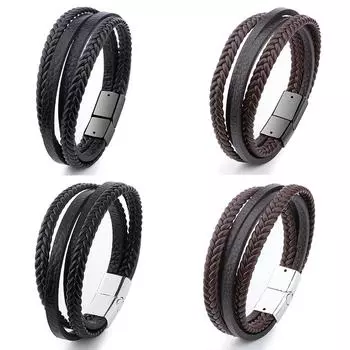 Модные браслеты женские веревочные унисекс плетеные мужские женские модные украшения многослойные для мужчин кожаные аксессуары Style2