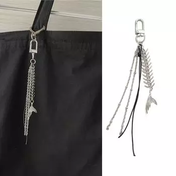 Модные брелки Fishbone Black Rope Charm Keyrings Подвеска Брелок для рюкзака Украшение для женщин и девочек