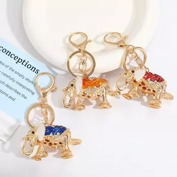 Модные брелоки со стразами в виде животных, поделки, 3D-подвеска в виде слона, ювелирные изделия, подарок красный