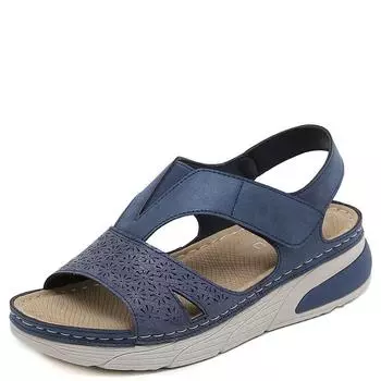 Модные брендовые босоножки на танкетке для женщин, для отдыха, с петлями, мягкие, портативные, нарядные, спортивные, простые, регулируемые, легкие, удобные 36 чёрный