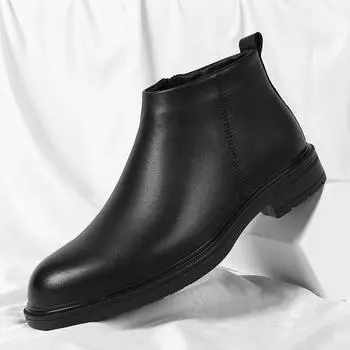Модные брендовые черные ретро-ботинки челси для мужчин, деловые мужские ботинки по щиколотку, лакированные кожаные короткие ботинки с круглым носком ручной работы 39 чёрный