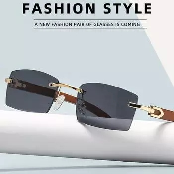 Модные брендовые дизайнерские солнцезащитные очки для мужчин Ультра-прозрачные безрамные очки с ломтиками океана с ромбовидной огранкой для женщин Очки для вечеринок на открытом воздухе золотой/серый