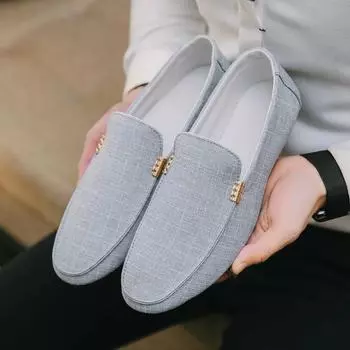 Модные брендовые кроссовки, повседневная обувь для мужчин, новинка 2024 года, мужская обувь, мягкая подошва, дышащая, легкая, ленивая обувь, британская модная повседневная обувь 39 серый