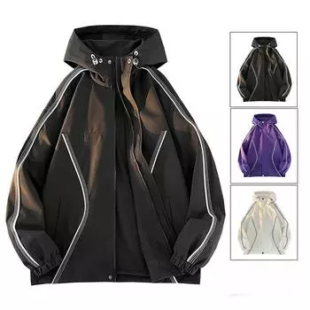 Модные брендовые куртки с капюшоном в цветных блоках для мужчин и женщин, японский уличный нишевый дизайн, свободные повседневные куртки в стиле BF для пар M