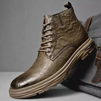 Модные брендовые мужские ботинки из натуральной кожи зимние походные ботинки высокого качества красивые мотоциклетные ботинки мужские формальные ботинки 38