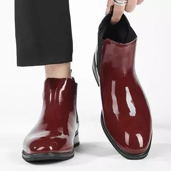 Модные брендовые мужские ботинки, новые кожаные модные низкие туфли для мужчин 2024 года, универсальные мужские ботильоны, новое поступление, мужские ботинки для мотокросса без застежек 38 красный