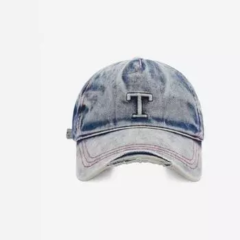 Модные брендовые мужские и женские кепки с буквой Т, постиранные и состаренные, рваные, хип-хоп, джинсовые бейсболки M56-58cm серый