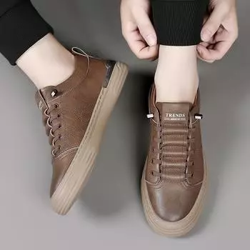 Модные брендовые мужские повседневные кроссовки 2024 года, новые туфли с подъемом, двухслойная воловья кожа, увеличивающая рост, для мужчин, новые модные повседневные кроссовки 38 коричневый