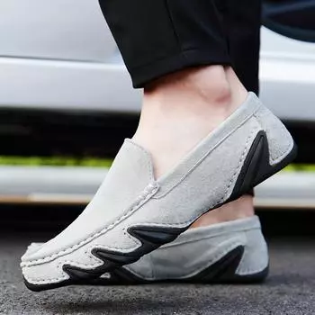 Модные брендовые мужские повседневные лоферы из замши и кожи, мужская повседневная обувь, туфли-лодочки, мокасины для мужчин, размеры 38-47 38 чёрный