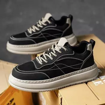 Модные брендовые мужские роскошные дизайнерские кроссовки модные повседневные кожаные кроссовки на толстой подошве со шнуровкой удобные нескользящие кроссовки для тенниса 39 чёрный