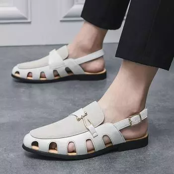 Модные брендовые мужские сандалии в рыбацком стиле, пляжная обувь, новые удобные и дышащие летние формальные сандалии с полой пряжкой, пляжная обувь 38