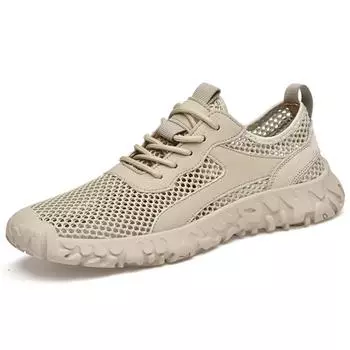 Модные брендовые мужские сетчатые туфли с выемками, летняя новая мужская повседневная обувь, спортивная обувь для активного отдыха, мужская походная обувь, дышащая 38