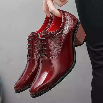 Модные брендовые мужские туфли из натуральной кожи, мужские деловые туфли, красные свадебные туфли на высоком каблуке, роскошные мужские деловые туфли 38 чёрный