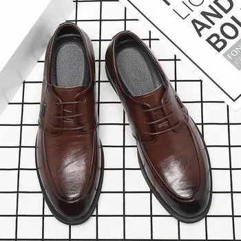 Модные брендовые мужские туфли из натуральной кожи с острым носком, свадебные туфли для жениха, высококлассная официальная обувь для мужчин, деловая, рабочая, нескользящая 37 чёрный