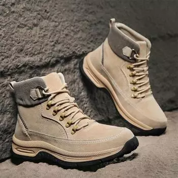 Модные брендовые мужские замшевые ботинки для активного отдыха Мужские походные ботинки Мотоциклетные ботинки Knight Красивые повседневные туфли Бесплатная доставка 38 чёрный