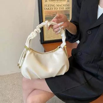 Модные брендовые сумки через плечо для женщин, новые однотонные плиссированные сумки-облака из искусственной кожи, сумки для отдыха, сумки через подмышку, сумки через плечо для шопинга