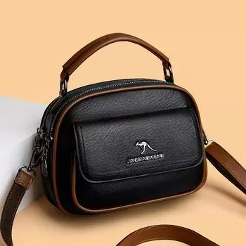 Модные брендовые женские сумки через плечо, повседневная сумка в стиле ретро из высококачественной искусственной кожи, женская сумка-мессенджер с двойной молнией