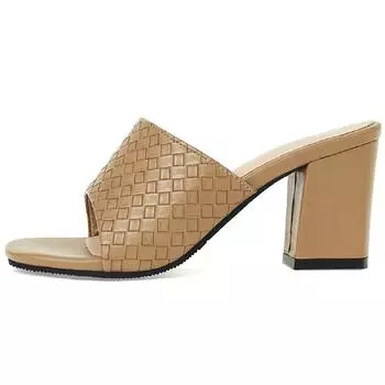 Модные брендовые женские тапочки, элегантные летние туфли для женщин, блочные каблуки, белые и черные сандалии, женская обувь для отдыха на природе, большой размер 34 бежевый