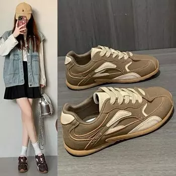 Модные брендовые женские туфли на шнуровке из вулканизированной кожи, модные повседневные туфли в тон, классические кроссовки с круглым носком Zapatillas De Mujer 35 хаки